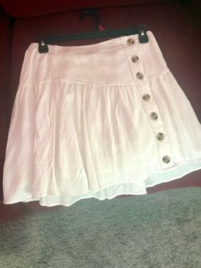 Women's White Tiered Button-Front Skirt